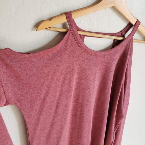 Pink Rose Cold Shoulder Long Sleeve Top Soft Knit Keyhole Back Women's Large NEW - Picture 5 of 10